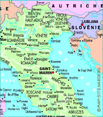 mapa de Italia em frances