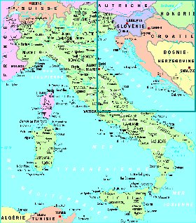 mapa de Italia em frances