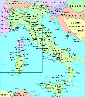 mapa de Italia em frances