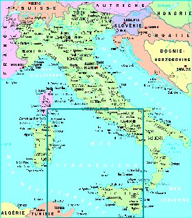 mapa de Italia em frances