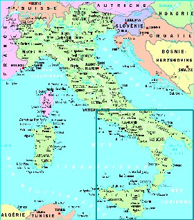 mapa de Italia em frances