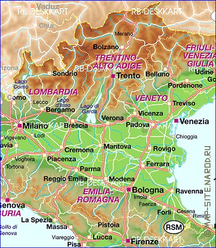 mapa de Italia em alemao