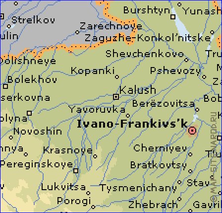 carte de Oblast d'Ivano-Frankivsk en anglais