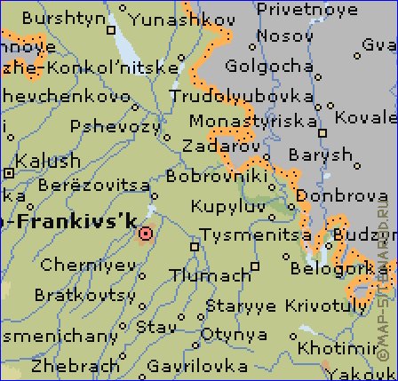 mapa de Ivano-Frankivsk em ingles