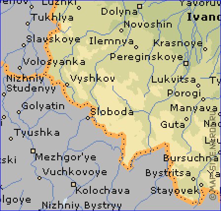 mapa de Ivano-Frankivsk em ingles