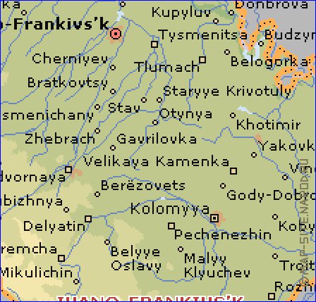 carte de Oblast d'Ivano-Frankivsk en anglais