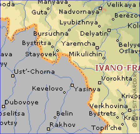 mapa de Ivano-Frankivsk em ingles