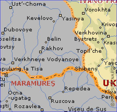 mapa de Ivano-Frankivsk em ingles