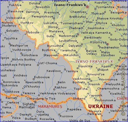 mapa de Ivano-Frankivsk em ingles