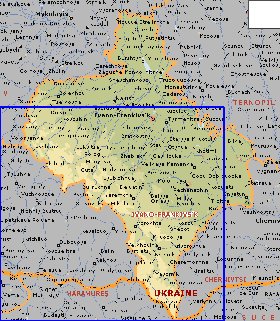 mapa de Ivano-Frankivsk em ingles