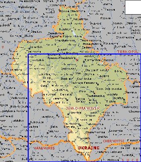 mapa de Ivano-Frankivsk em ingles