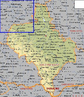 carte de Oblast d'Ivano-Frankivsk en anglais