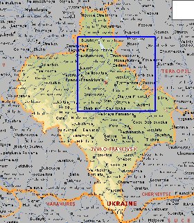 carte de Oblast d'Ivano-Frankivsk en anglais