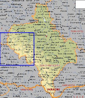 carte de Oblast d'Ivano-Frankivsk en anglais