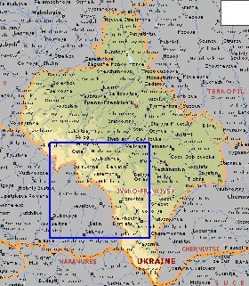 mapa de Ivano-Frankivsk em ingles