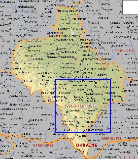 mapa de Ivano-Frankivsk em ingles