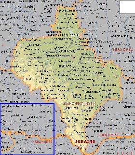 mapa de Ivano-Frankivsk em ingles