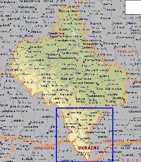 mapa de Ivano-Frankivsk em ingles