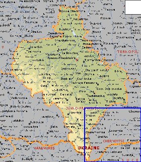 mapa de Ivano-Frankivsk em ingles