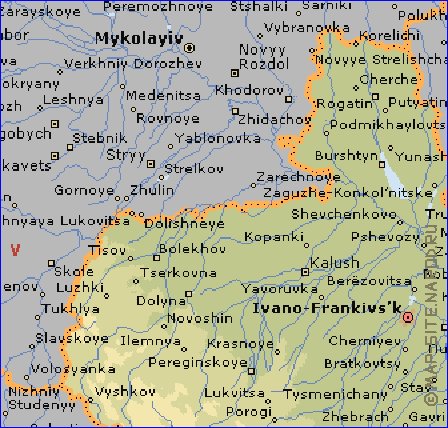 mapa de Ivano-Frankivsk em ingles