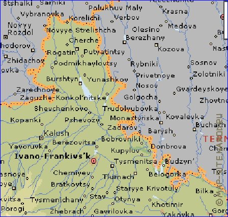 mapa de Ivano-Frankivsk em ingles