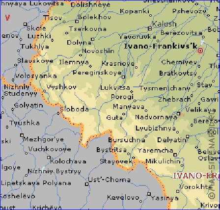 mapa de Ivano-Frankivsk em ingles