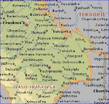 mapa de Ivano-Frankivsk em ingles