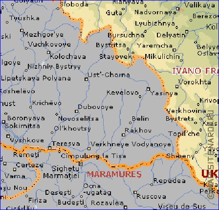 mapa de Ivano-Frankivsk em ingles