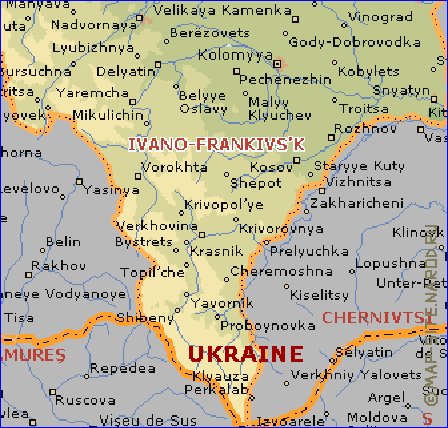 mapa de Ivano-Frankivsk em ingles