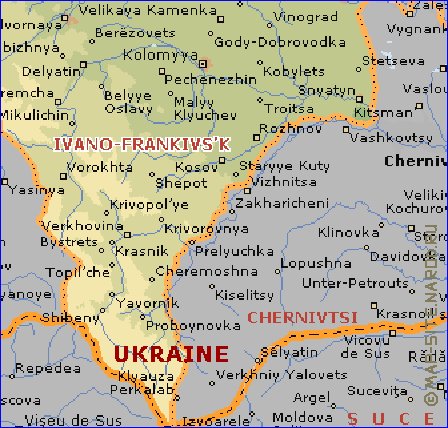 mapa de Ivano-Frankivsk em ingles