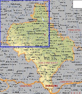 carte de Oblast d'Ivano-Frankivsk en anglais