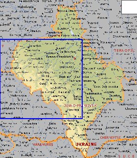 mapa de Ivano-Frankivsk em ingles