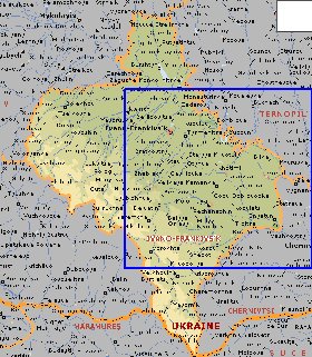 mapa de Ivano-Frankivsk em ingles