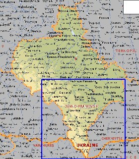 mapa de Ivano-Frankivsk em ingles