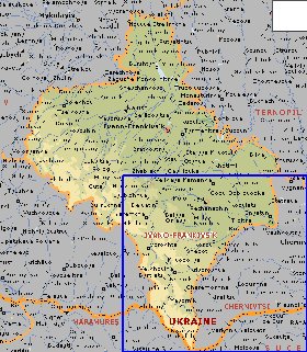 mapa de Ivano-Frankivsk em ingles