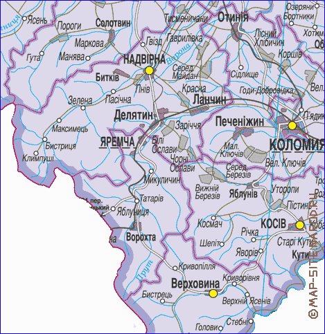 Карта ивано франковской области с городами и селами